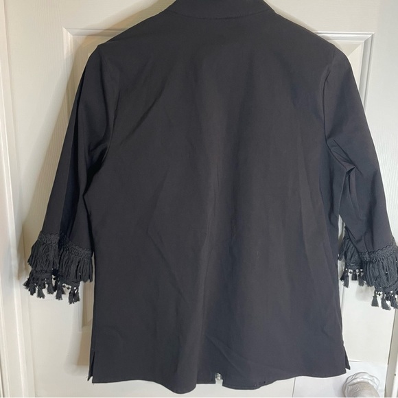 Belle Black full zip Jacket with Fringe Details Size Medium emo goth whimsigoth - Picture 6 of 7